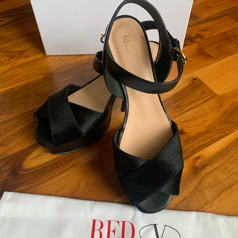 RED Valentino Genuine Calf Hair Platform Sandals - Picture 3 of 15